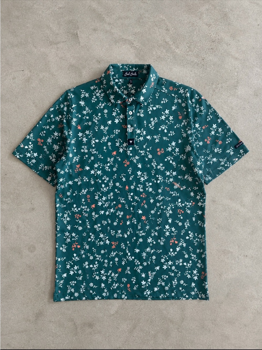 Bad Birdie Floral Golf Polo Shirt XL Green Performance Stretch Polo Performance